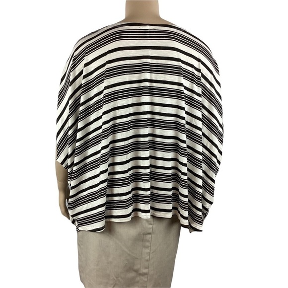 Lane Bryant Dolman Sleeve Striped Top Size 18/20 Black White Tie Neck - Picture 5 of 7
